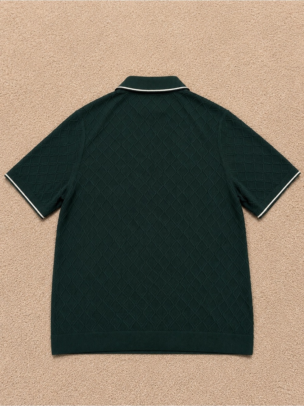 Abercrombie & Fitch Dark Green Polo with White Contrast Tipping - Picture 2 of 4
